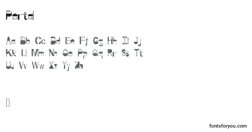 Schriftart Portal – Alphabet, Zahlen, spezielle Symbole