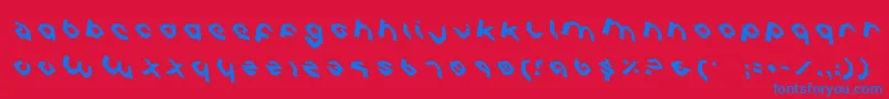 Czcionka CharliesAnglesRotate – niebieskie czcionki na czerwonym tle