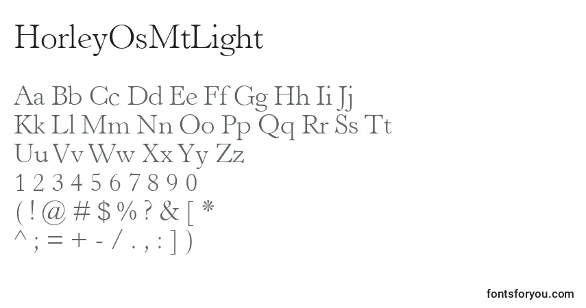Шрифт HorleyOsMtLight – алфавит, цифры, специальные символы