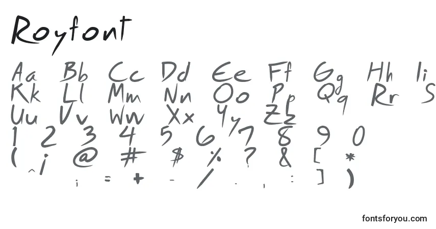 Schriftart Royfont – Alphabet, Zahlen, spezielle Symbole