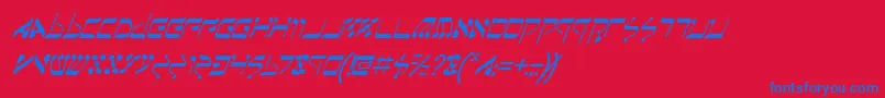 Jerufi-Schriftart – Blaue Schriften auf rotem Hintergrund