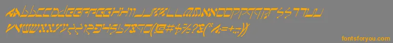 フォントJerufi – オレンジの文字は灰色の背景にあります。