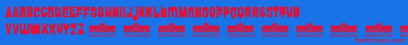 FunghettoTrial Font – Red Fonts on Blue Background