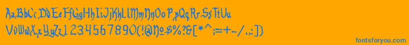 フォントBeneg – オレンジの背景に青い文字