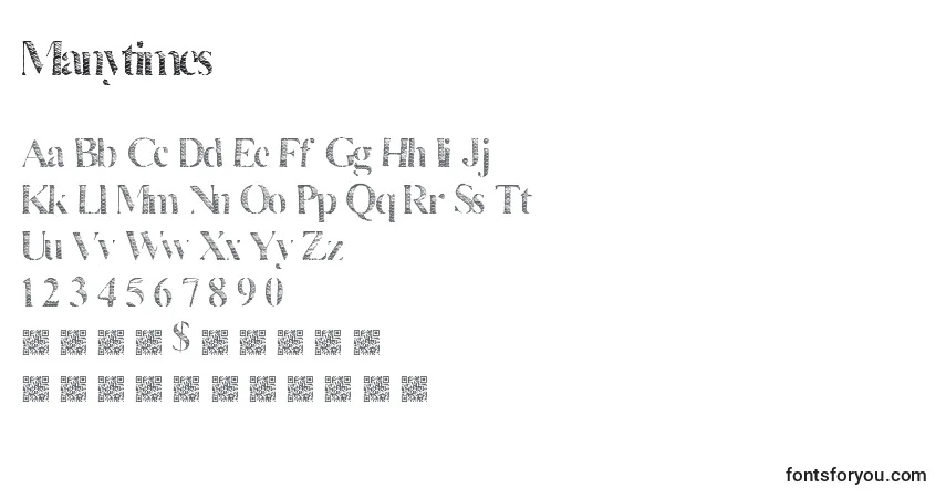 Schriftart Manytimes – Alphabet, Zahlen, spezielle Symbole