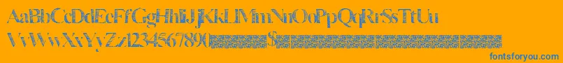 Manytimes-Schriftart – Blaue Schriften auf orangefarbenem Hintergrund