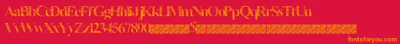 Manytimes Font – Orange Fonts on Red Background