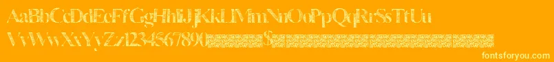 Manytimes-Schriftart – Gelbe Schriften auf orangefarbenem Hintergrund