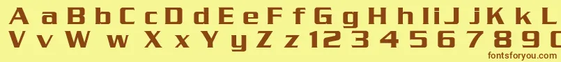 フォントSerpentinMedium – 茶色の文字が黄色の背景にあります。