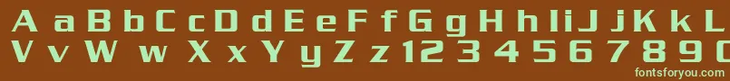 フォントSerpentinMedium – 緑色の文字が茶色の背景にあります。