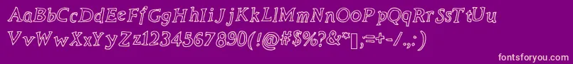 Czcionka TheNeverlanders – różowe czcionki na fioletowym tle