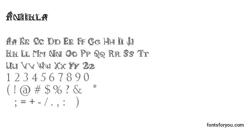 Aniikla Font – alphabet, numbers, special characters