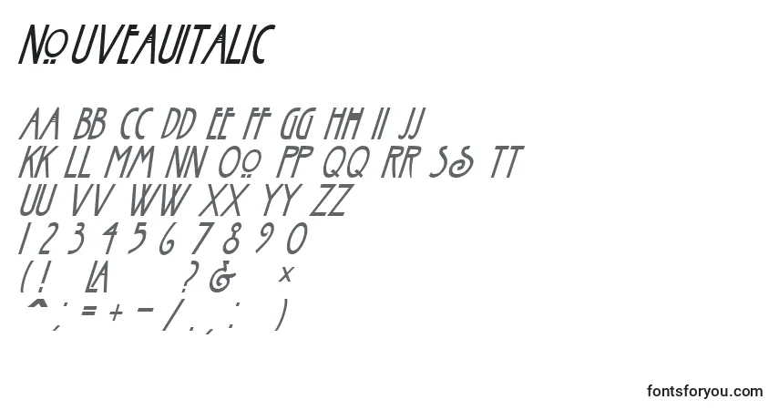 NouveauItalicフォント–アルファベット、数字、特殊文字