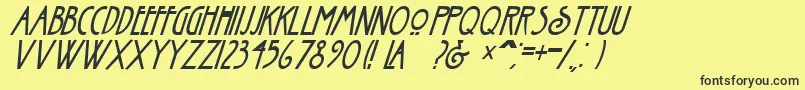 Czcionka NouveauItalic – czarne czcionki na żółtym tle