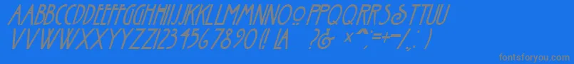 フォントNouveauItalic – 青い背景に灰色の文字