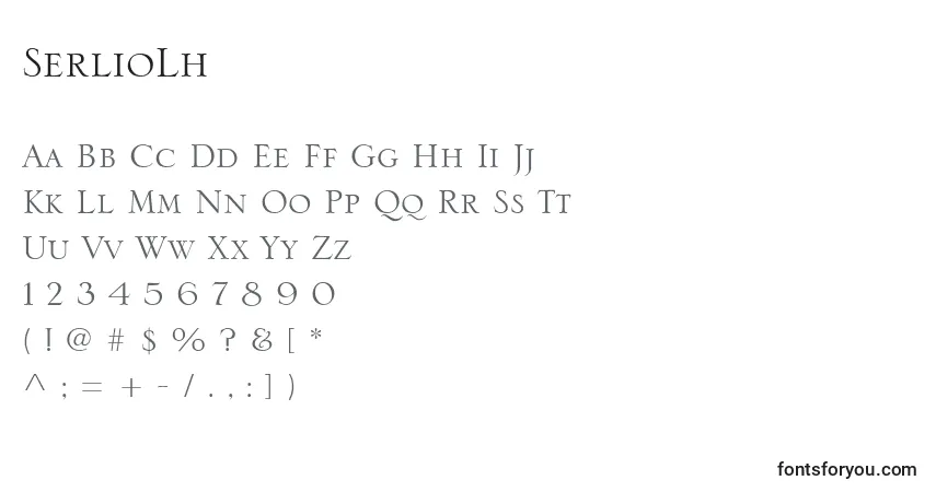 A fonte SerlioLh – alfabeto, números, caracteres especiais