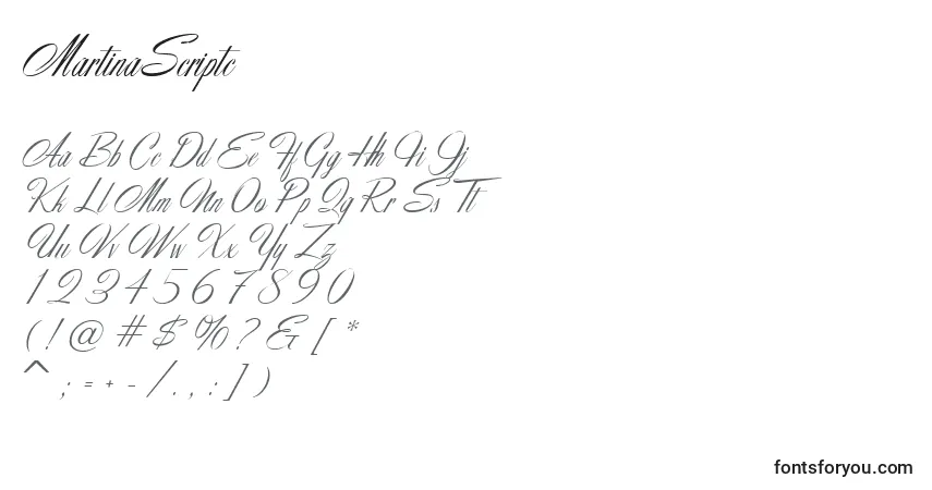 Шрифт MartinaScriptc – алфавит, цифры, специальные символы