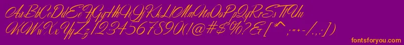 MartinaScriptc Font – Orange Fonts on Purple Background