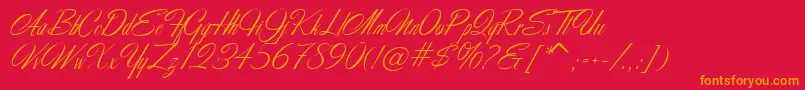 MartinaScriptc Font – Orange Fonts on Red Background