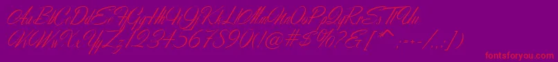 MartinaScriptc Font – Red Fonts on Purple Background