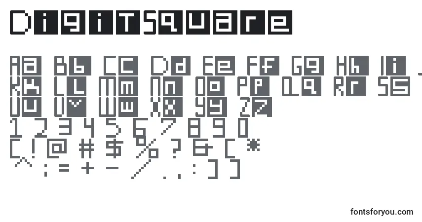 Schriftart DigitSquare – Alphabet, Zahlen, spezielle Symbole