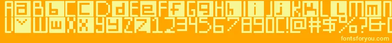 DigitSquare Font – Yellow Fonts on Orange Background