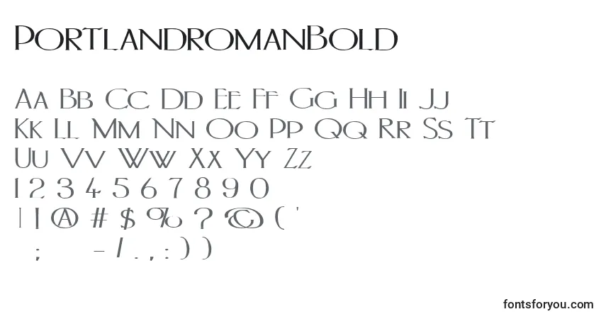 PortlandromanBold-fontti – aakkoset, numerot, erikoismerkit