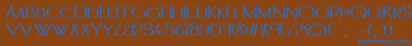 フォントPortlandromanBold – 茶色の背景に青い文字