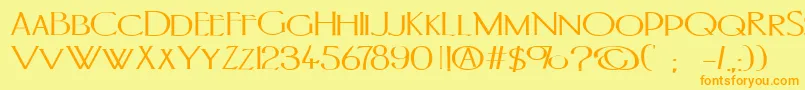 PortlandromanBold-Schriftart – Orangefarbene Schriften auf gelbem Hintergrund