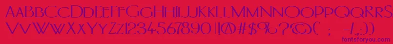 PortlandromanBold-Schriftart – Violette Schriften auf rotem Hintergrund