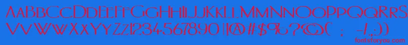 PortlandromanBold-Schriftart – Rote Schriften auf blauem Hintergrund