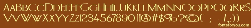 PortlandromanBold-fontti – keltaiset fontit ruskealla taustalla