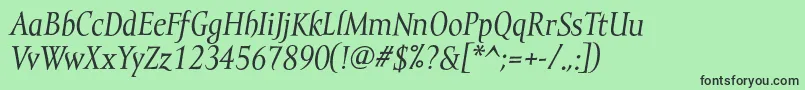 MramortextItalic-fontti – mustat fontit vihreällä taustalla