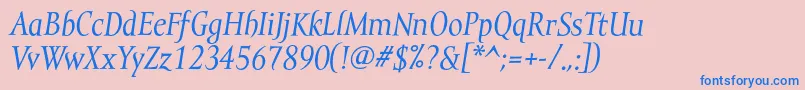 MramortextItalic-fontti – siniset fontit vaaleanpunaisella taustalla