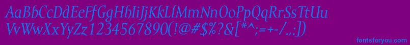 フォントMramortextItalic – 紫色の背景に青い文字