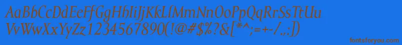 MramortextItalic Font – Brown Fonts on Blue Background