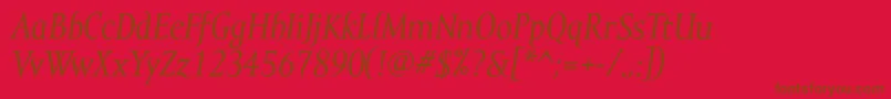 MramortextItalic-Schriftart – Braune Schriften auf rotem Hintergrund