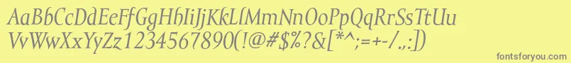 フォントMramortextItalic – 黄色の背景に灰色の文字