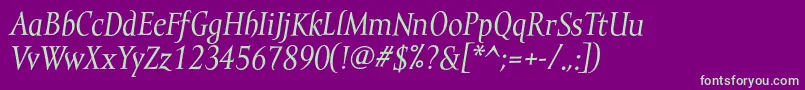 MramortextItalic-fontti – vihreät fontit violetilla taustalla