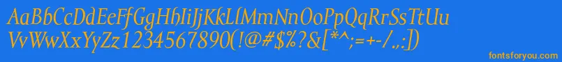 MramortextItalic Font – Orange Fonts on Blue Background