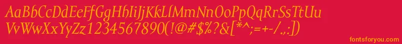 MramortextItalic Font – Orange Fonts on Red Background
