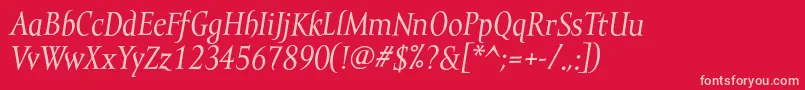 MramortextItalic-fontti – vaaleanpunaiset fontit punaisella taustalla