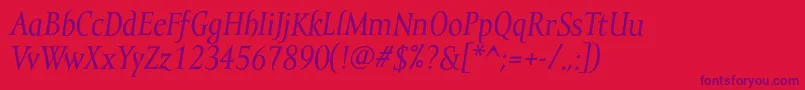 MramortextItalic-Schriftart – Violette Schriften auf rotem Hintergrund