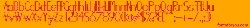 Czcionka Demodee ffy – czerwone czcionki na pomarańczowym tle