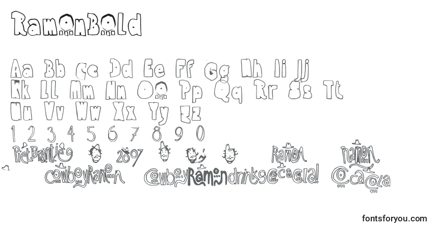 Schriftart RamonBold – Alphabet, Zahlen, spezielle Symbole