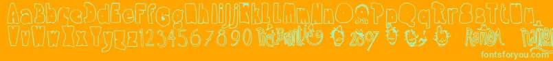 RamonBold Font – Green Fonts on Orange Background