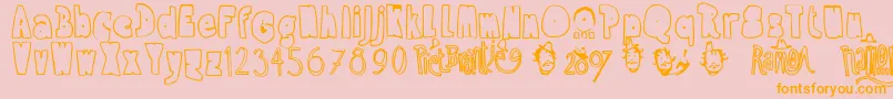 RamonBold-Schriftart – Orangefarbene Schriften auf rosa Hintergrund