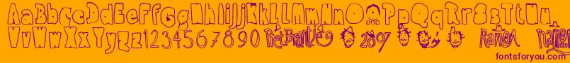 RamonBold-Schriftart – Violette Schriften auf orangefarbenem Hintergrund