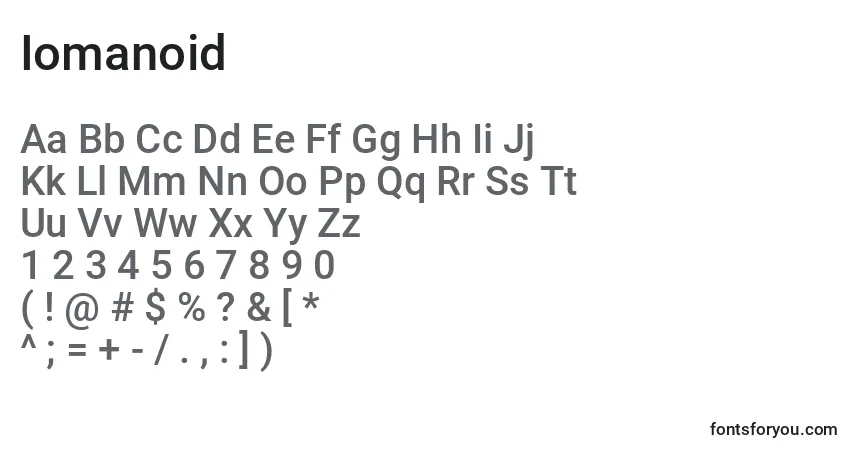 Schriftart Iomanoid – Alphabet, Zahlen, spezielle Symbole