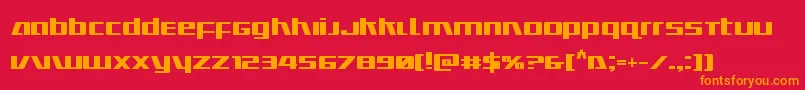 フォントUltramarinesbold – 赤い背景にオレンジの文字